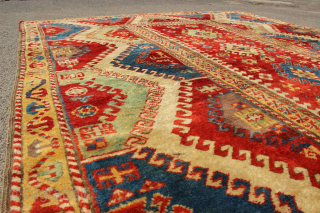 19th century Bordjalou Kazak rug, outstanding colour and condition. 6'4" x 7'10" / 184 x 238cm                 