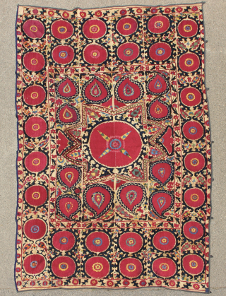 Richly coloured Uzbek embroidery circa 1850 184 x 282cm / 6'4" x 9'6"                    