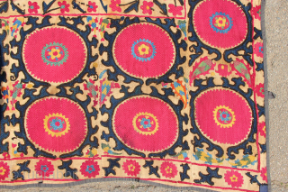 Richly coloured Uzbek embroidery circa 1850 184 x 282cm / 6'4" x 9'6"                    