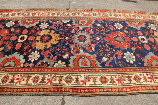 Early 19th century Kurdish Kelleh 170 x 351cm / 5'5" x 11'6"
Fabulous range of the best dyes with typically glossy Kurdish wool. An excellent example with some life left...Some old repairs, including ...