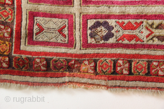 Antique Kirsehir prayer rug circa 1850. In decent pile with a few old repairs, corrosion to black. Would respond well to a deep clean. 3'8" x 5'11" / 112 x 181cm  
