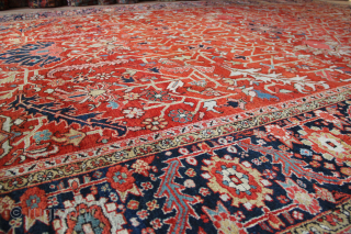 Antique fine Heriz with exceptional colour and condition. 290 x 444cm / 9'6" x 14'8"                  