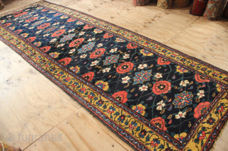 19th century Kurdish Mina Khani runner in full pile. 4'4" x 13'                     