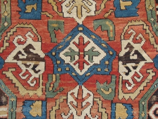 Caucasian rug fragment first half 19th century with embroidery design. Very cool. 5'8" x 3'9"
Check out my other pieces on rugrabbit and on my website www.jamescohencarpets.com
 where you can subscribe to be  ...