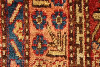 Early 19th century Khotan carpet fragment. Has glue on the back. 2'6" x 5'6" / 76 x 169cm               