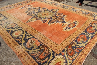 Antique Ziegler & Co carpet circa 1880. 10'2" x 13'0" in worn condition but still magnificent.                 