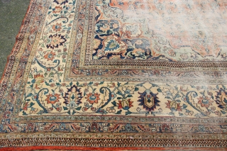 Doroksh carpet, circa 1900, Central Iran in worn condition. 344 x 452cm / 11'4" x 14'9"                 