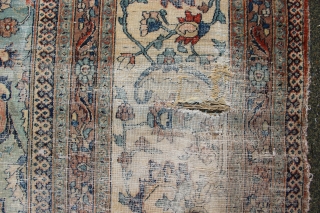 Doroksh carpet, circa 1900, Central Iran in worn condition. 344 x 452cm / 11'4" x 14'9"                 