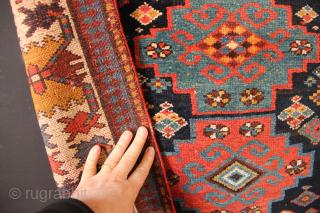 Antique Kurdish runner in excellent pile, with all natural dyes. 105 x 412cm / 3'5" x 13'5"                