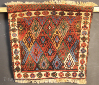 Large, heavy Kurdish Jaf in full, glossy pile with all vegetable dyes. 72 x 69cm / 2'4" x 2'3"              