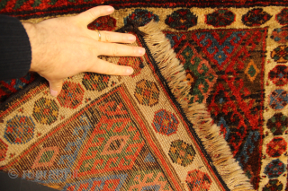 Large, heavy Kurdish Jaf in full, glossy pile with all vegetable dyes. 72 x 69cm / 2'4" x 2'3"              