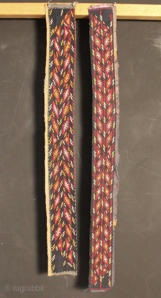 Two extremely fine Turkoman Chyrpy collars, in perfect condition. each approximately 12 x 100cm / 4" x 36"               