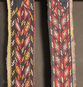 Two extremely fine Turkoman Chyrpy collars, in perfect condition. each approximately 12 x 100cm / 4" x 36"               