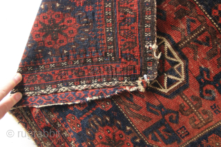 Large format Timuri bagface. Beautiful, rich colours. Sadly worn but still graphic and great value.                  