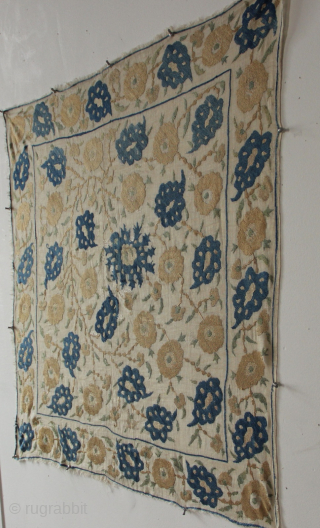 Ottoman Bohce circa 1800 82 x 85cm in excellent condition. Slight damage to ground which has been couched over in a few small areas in the centre. Doesn't distract from the beautiful  ...