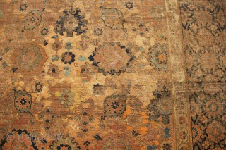 Early 19th century Herat or Khorrasan Kelleh. Beautiful and looks much older. Heavy wear and fading on front side, backside has amazing glorious colour. Very dusty and with some small holes. 251  ...