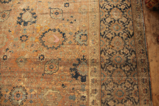 Early 19th century Herat or Khorrasan Kelleh. Beautiful and looks much older. Heavy wear and fading on front side, backside has amazing glorious colour. Very dusty and with some small holes. 251  ...