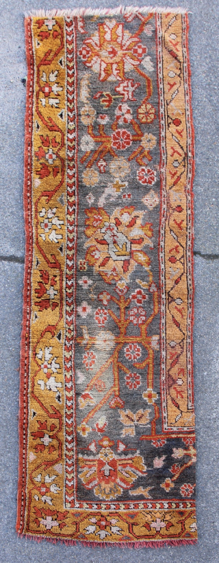 Two beautiful Oushak border fragments each 2'5" x 7'10" / 74 x 238cm                    