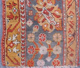 Two beautiful Oushak border fragments each 2'5" x 7'10" / 74 x 238cm                    