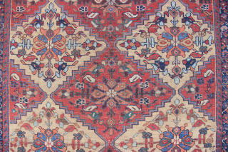 Lovely antique Afshar rug with abrashed sky blue border packed with animals. Evenly worn, clean and ready for your floor. 5'3" x 8'0"          