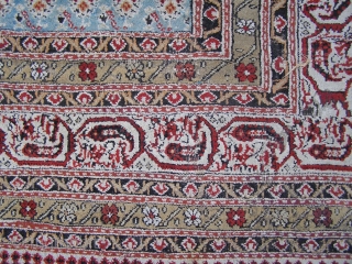 Large Agra carpet, late 19th.century/c1900, pale blue field with allover boteh, nice condition (except for small hole in centre, radiator cut and  small touch of moth at one end) needs a  ...