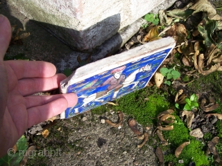 19th.century Qajar relief moulded fritware ceramic tile - I have adjusted slightly the colour of the main image to replicate the tile's true colour more accurately. I would describe the ground colour  ...