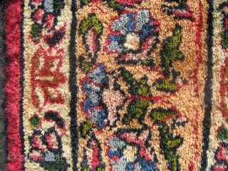 Kerman signed small rug 3' 0" x 5' 5"

Probably circa 1925-1935.  Great condition throughout.  I have had the edges  re-wrapped in places since the photos were taken.  The  ...