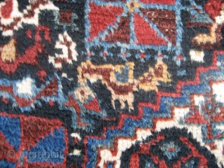 Kamseh rug 4' 11" x 6' 0" in full pile condition with nice color. Blanket-like handle. 

Possibly some other South Persian variety, but I'll stick with Shiraz to be on the conservative  ...