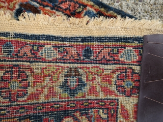 Sarouk Mat 19" x 28" Blue Ground 

Circa 1930's?  Good pile but missing outer blue guard border at one end.  It is washed, secured, and ready for use.  Will  ...