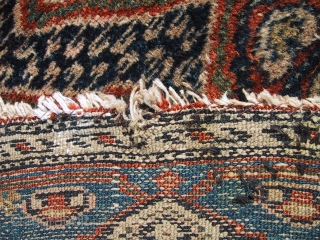 Kurdish rug, 3' 3" x 5' 5", probably circa 1930, maybe earlier.  Thick fluffy pile all over.  There is a very small nick on one end as shown in photos.  ...