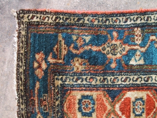 Kurdish rug, 3' 3" x 5' 5", probably circa 1930, maybe earlier.  Thick fluffy pile all over.  There is a very small nick on one end as shown in photos.  ...