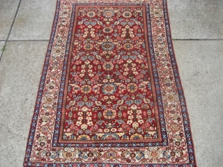 Sultanabad rug, 4' 2" x 6' 9".  Probably circa 1930's or 1940's is my best guess.  Overall very nice condition.  Ends and sides are 100% intact and nicely secured.  ...