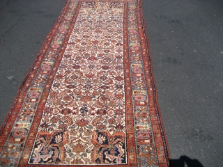 Hamadan area runner, possibly Enjilas, probably circa 1910-1925.  Size is 3' 5" x 9' 4".  Great condition with a fairly fine single wefted weave, consistent with Enjilas in both structure  ...