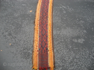 Tent band(?) Kurdish?  Turkish?  Whatever it is, it's a big one at 1' 6" x 43+ feet long.  Fresh from a San Francisco area estate.  Colors look veggie  ...