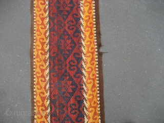 Tent band(?) Kurdish?  Turkish?  Whatever it is, it's a big one at 1' 6" x 43+ feet long.  Fresh from a San Francisco area estate.  Colors look veggie  ...