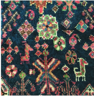 Very tribal Afshar rug with good zoomorphic designs and a very interesting 
outer border. Decent pile, all natural colors and nice silky wool.          