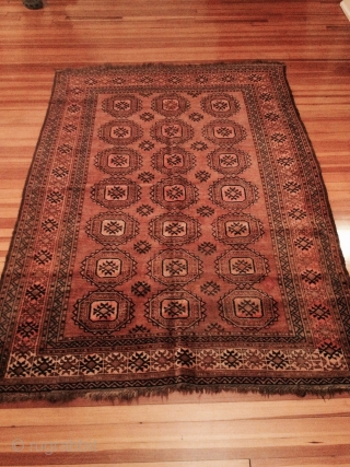 This is a beautiful Turkoman Sarouk. Its age is circa 1920s.  It is 5' x 6'10".  It is in fine condition. It was appraised in February 2014. It is 100%  ...