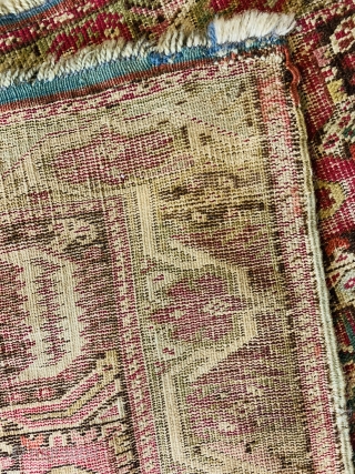 An absolutley impeccable and fantastic 19Ca Gordes Prayer rug.
Great colors and in original condition with sound selvages, no holes, no rips, no repairs. Amazing. 7'11"x4'3"        