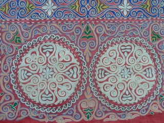 central asian, tus-kiz embroidery on cotton, 214 x 125 cm                       