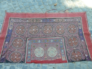 central asian, tus-kiz embroidery on cotton, 214 x 125 cm                       