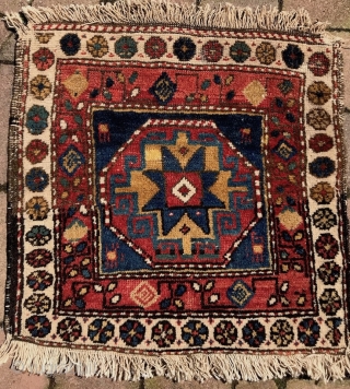 NW Persian bagface with striking classic memling gul containing 8 pointed star in the field and animals in the 4 corners. All good colors. Wool pile on cotton warps and wefts. Some  ...