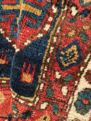 NW Persian bagface with striking classic memling gul containing 8 pointed star in the field and animals in the 4 corners. All good colors. Wool pile on cotton warps and wefts. Some  ...