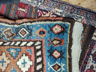 Kurd, North West Persian runner, circa 1900 in good condition.  Rug has 
mostly full pile, with a few areas of oxidized brown/black showing exposed 
knot loops (not all darker colors have  ...