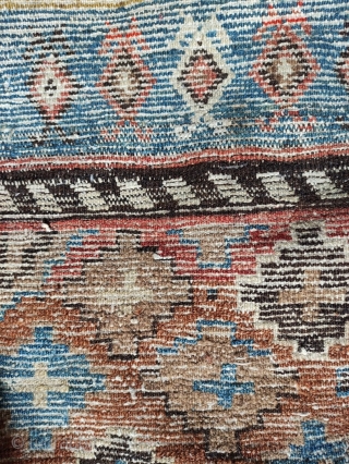 Kurd, North West Persian runner, circa 1900 in good condition.  Rug has 
mostly full pile, with a few areas of oxidized brown/black showing exposed 
knot loops (not all darker colors have  ...