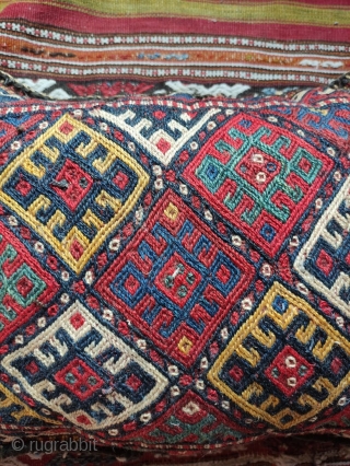 Kurd flatwoven bag.  Made into a pillow.  All natural colors.                     