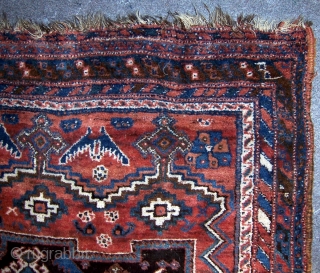 Afshar, 48" x 62".  Circa 1900.  Wool foundation, all natural dyes.  Good condition with good pile.  Some minor oxidation.  Very loose drawing.  Ends missing a few  ...