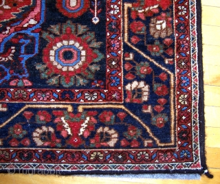 Antique bachtiari, 53"x80".  Wonderful natural colors including beautiful greens and electric blue.  Good overall condition with low even pile.  All four sides are overcast.  

Please check out my  ...