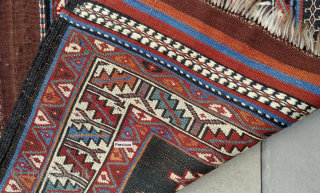 Antique Veramin bagface.  Good example of the form: beautifully drawn, uncluttered, great colors and wool. More than the usual details, including flat-woven ends, brocading and weft wrapped features. Displays exceptionally. All  ...