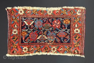 Antique Afshar mafrash fragment. 46cm x 30cm Condition as shown. Wonderful, saturated colors.                    