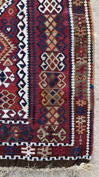 Antique, east Anatolian kilim. Dated, hajira - 1290 (1873). Dimensions, 92cm x 172cm. Good, vibrant colors throughout, with an autumnal palette; brighter than captured here.  In excellent condition, with a couple  ...